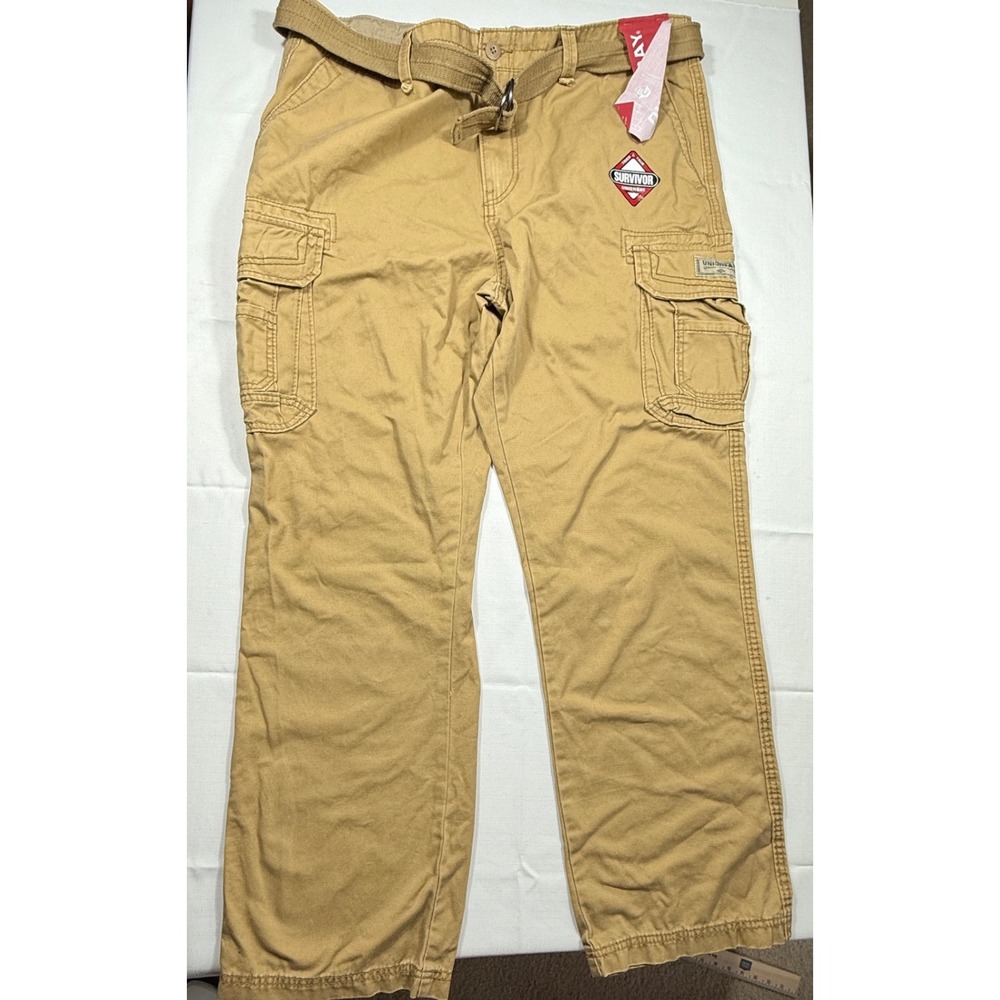 Unionbay‎ Survivor Mens Cargo Pants With Belt Relaxed Fit 40 x 32 Rye NWT